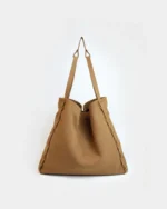 Alcyone Oversized Tote | Caramel Brown Suede