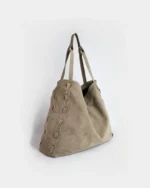 Alcyone Oversized Tote | Taupe Suede - Image 2