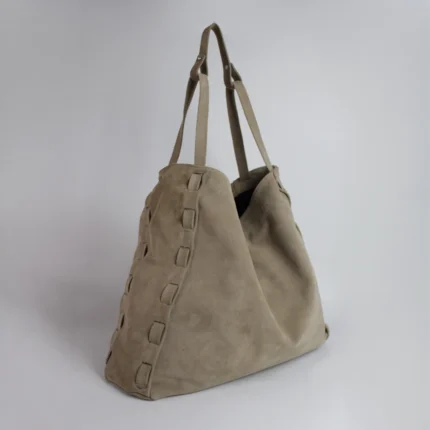 Alcyone Oversized Tote | Taupe Suede