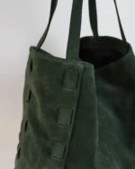 Alcyone Oversized Tote | Pine Green Suede - Image 3