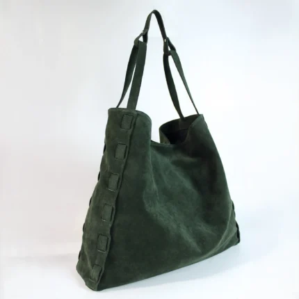 Alcyone Oversized Tote | Pine Green Suede