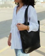 Τσάντα Tote Nefeli | Δέρμα Μαύρο - Image 3