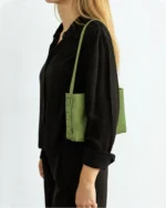 Zenia Shoulder Bag | Olive Suede Leather - Image 2