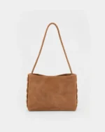 Zenia Shoulder Bag | Camel Brown Suede