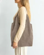 Thalia Tote | Taupe Suede Leather - Image 2
