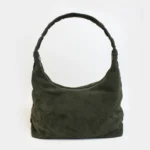 Athena Hobo Bag | Khaki Suede Leather