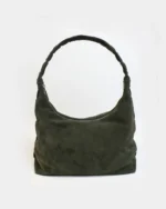 Athena Hobo Bag | Khaki Suede Leather