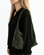 Athena Hobo Bag | Khaki Suede Leather - Image 2