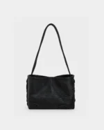 Zenia Shoulder Bag | Distressed Black Nappa Leather