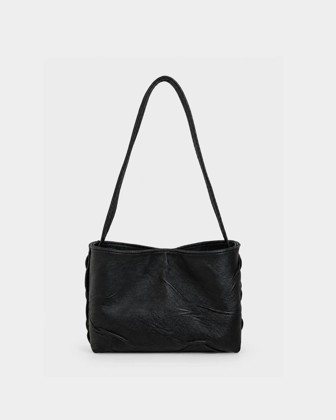 Distressed Black Leather Zenia Shoulder Bag Face Zenia Shoulder Bag | Distressed Black Nappa Leather - Image 1