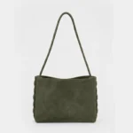 Zenia Shoulder Bag | Khaki Suede