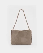 Zenia Shoulder Bag | Taupe Suede